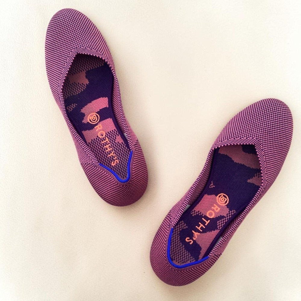 Rothy's The Flat Rose Double Stitch Retired Knit Ballet Flats Size 10